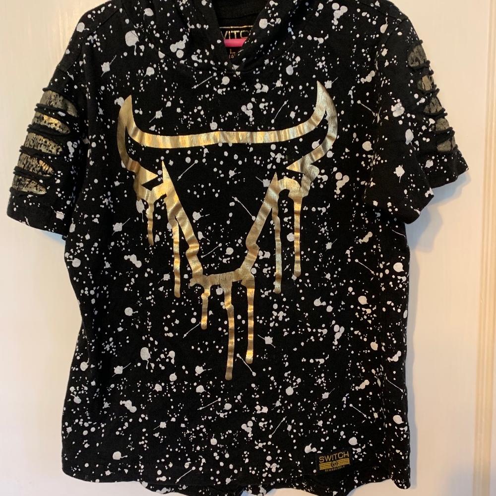 Switch Remarkable Hooded Shirt Splatter boys 6 short sleeve